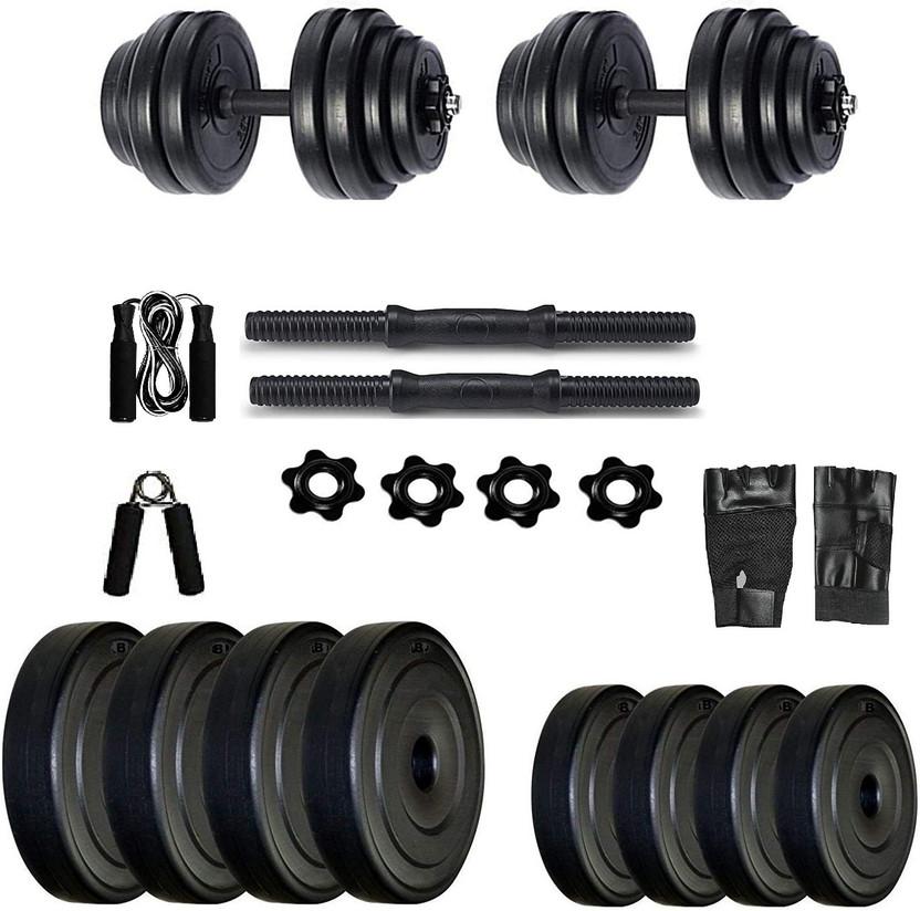 BodyFit Weight Plates Exercise kit Gym Dumbbell Set Home Gym +Accessories Adjustable Dumbbell(16 kg)