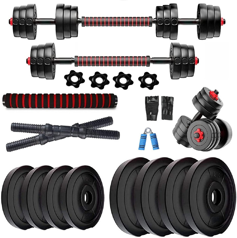 BodyFit Dumbbells Set, Connector-Dumbbell Rods n Weight Plates Adjustable Dumbbell Adjustable Dumbbell(20 kg)