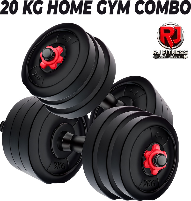 rj fitness 20kg Combo 2.5kg*8pc Plate With Dumbbell Rod Adjustable Dumbbell (20 kg) Adjustable Dumbbell(20 kg)