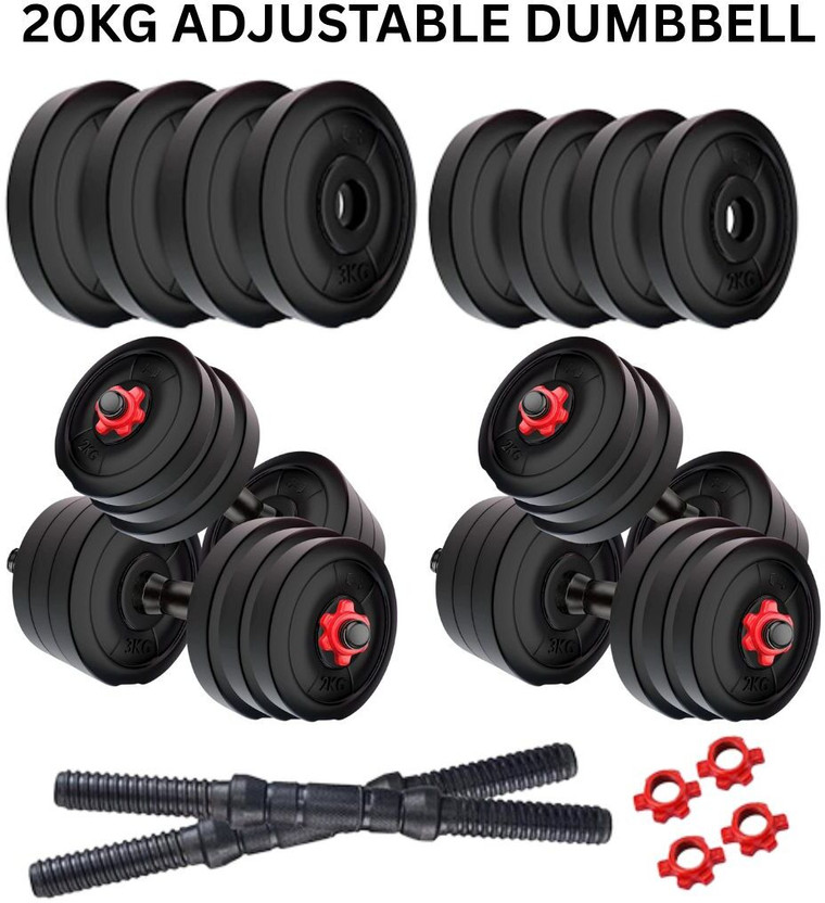 JASMINE FITNESS 20KG Fitness Dumbbell Set Adjustable Weight Kit for Strength Training Fitness Accessory Kit Kit