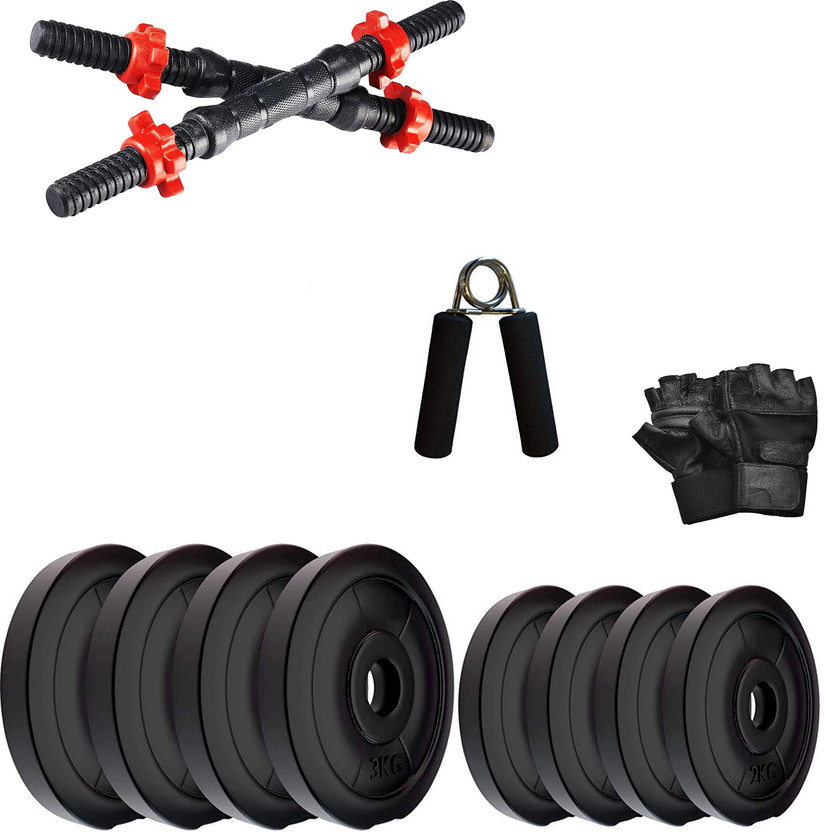 DreamFit 20 kg PVC Adjustable Dumbbell With Free Gym Gloves and Hand Grip Adjustable Dumbbell(20 kg)