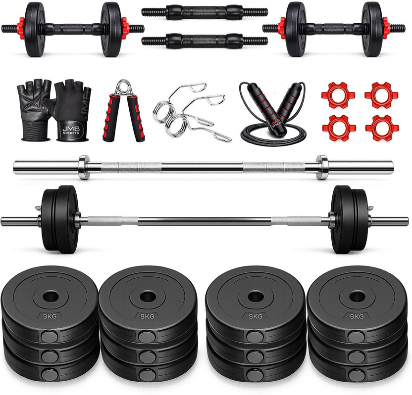 JMB 30kg-5kg*4/2.5kg*4 plates,3ft Straight rod,dumbbell rod & accessories Home Gym Combo