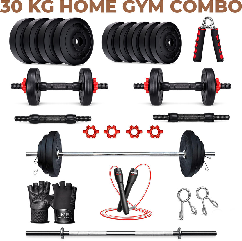 JMB 30 kg 30KG PVC Plates,Dumbbell Rods & Accessories Home Gym Adjustable Dumbbell Set Home Gym Combo