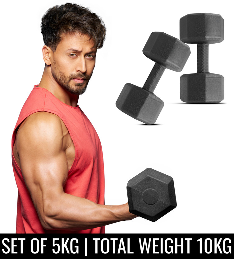 SLOVIC PVC Dumbbells Set for Home Gym | 5 Kg | Set of 2 | Fixed Weight Dumbbell(10 kg)