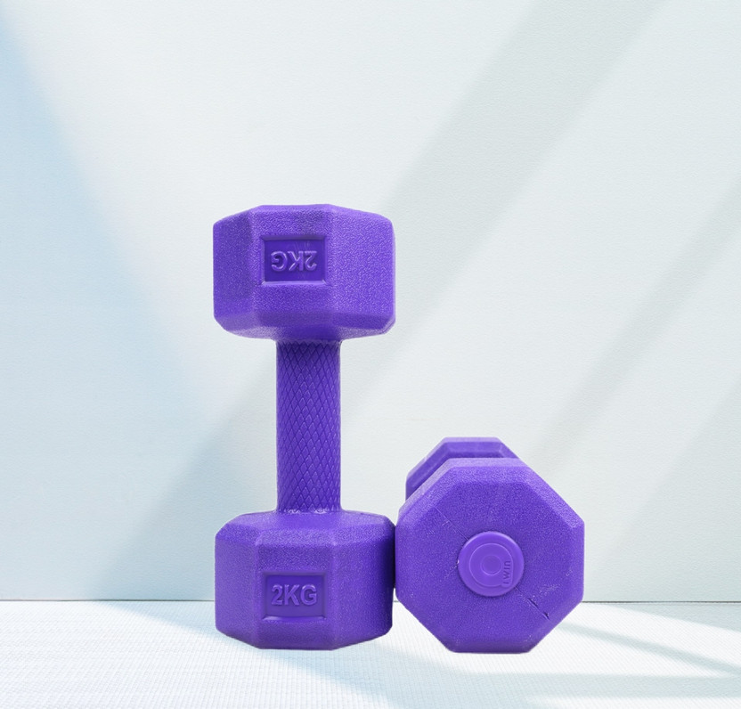 MMK PURPLE PVC 2KGX 2= 4KG HEXA DUMBLE FOR HOME EXERCISE Fixed Weight Dumbbell(2 kg)