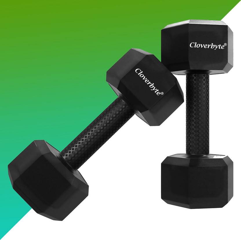 CLOVERBYTE Black PVC ll Set, 1 Pair , Hex , Home Gym 2KGS X 2PCS Fixed Weight Dumbbell(4 kg)