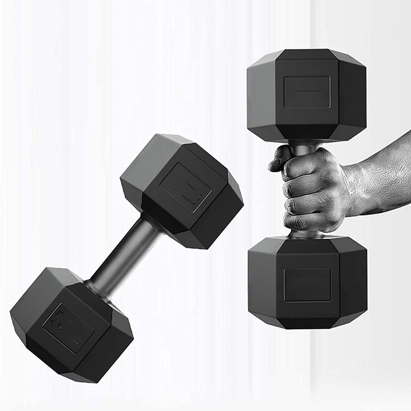 AMAN FIT PVC Set 3KG X 2 PCS, 1 Pair , Hex , Home Gym Fixed Weight Dumbbell(3 kg)