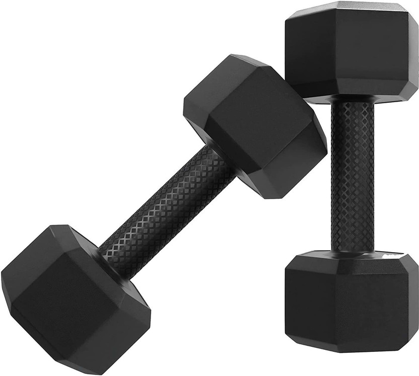 GRIFFIN Black PVC 1KG Hexa Dumbbell Set, 1 Pair Hex Dumbbells, Home Gym 1KG x 2PCS Fixed Weight Dumbbell(1 kg)