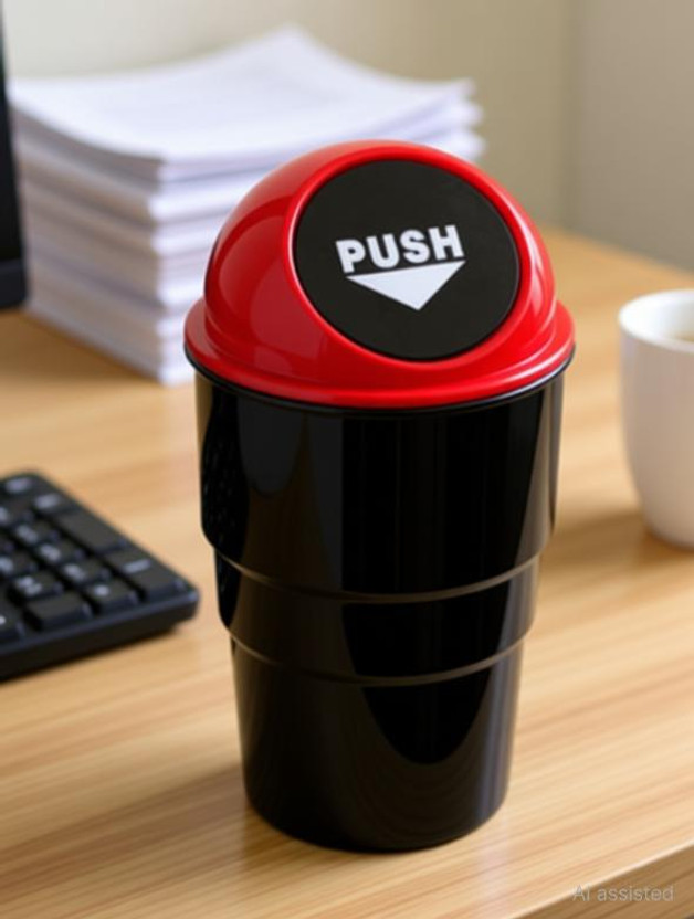 MUNSHINE Mini Car Trash Bin (Black) Plastic Dustbin(Black)