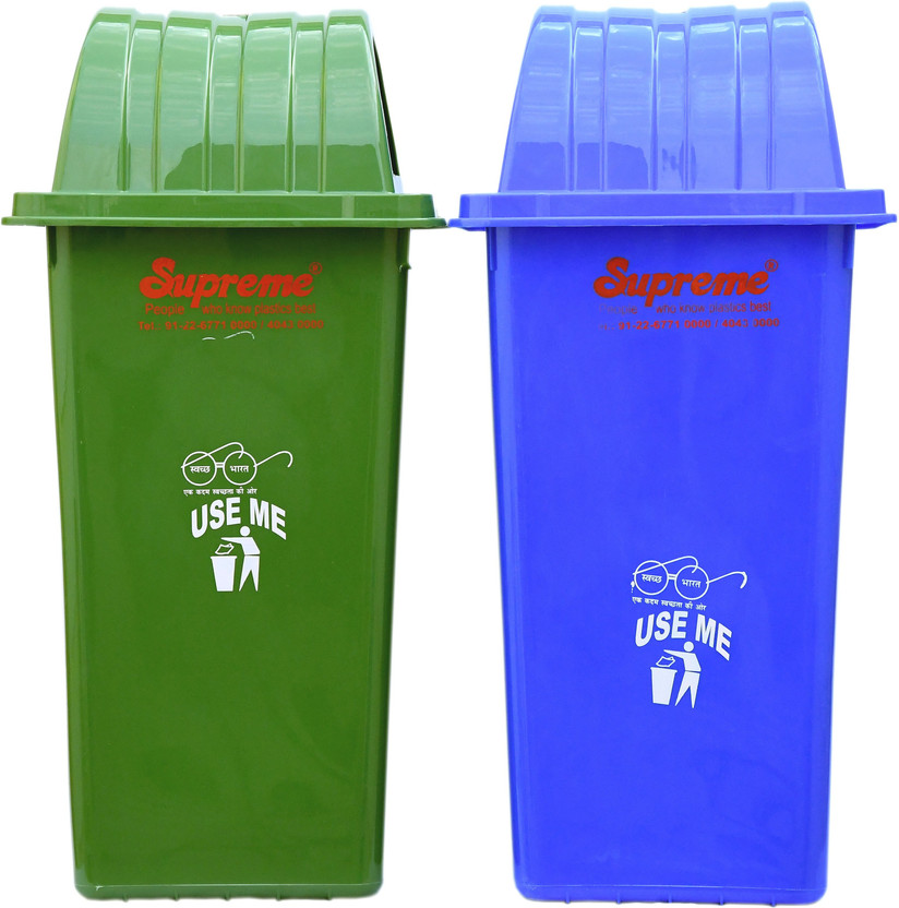 Rgtas 100 Litre Plastic Dustbin(Green, Blue, Pack of 2)