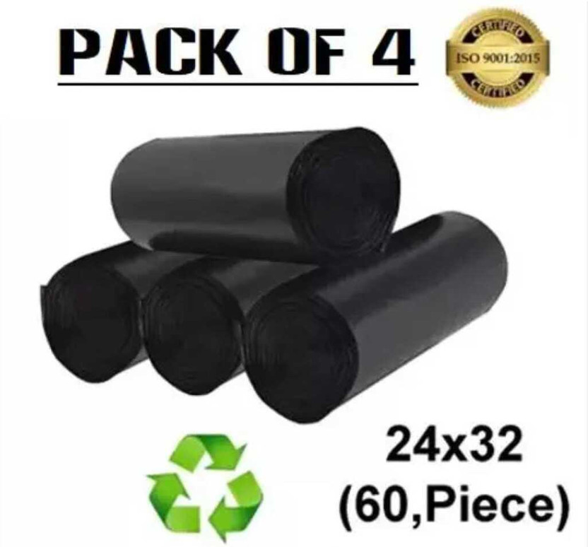 Ragoho Dustbin bags large size garbage bags large size24*29 Oxo Biodegradeable 60 Bags Plastic Dustbin(Black, Pack of 4)