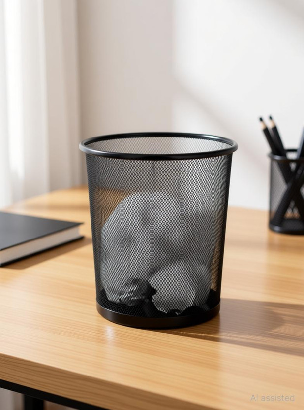 Novelty Store Black Metal Mesh Small Dustbin for Office, School & Home Iron Dustbin(Black)