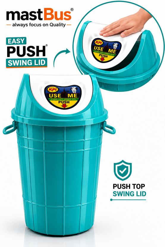 mastBus 1Pc Plastic Dustbin Big Size 60 litres with LID Extra Large for Home and Kitchen, Restaurant, Apartments, Mess, Canteen, Office, Outdoor Garden, Society, Hospital for Dry Wet Garbage Waste Plastic Dustbin(Green)