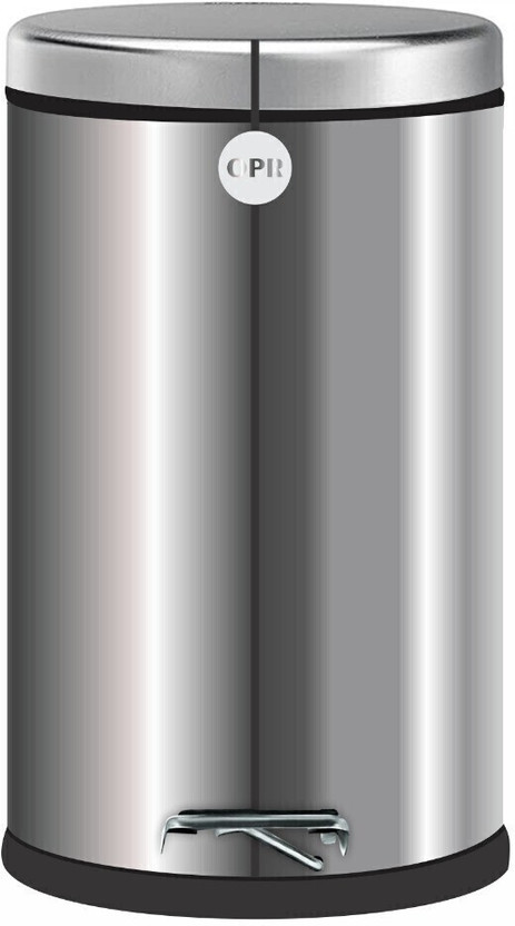 OPR Stainless Steel Plain Pedal Bin Dustbin With Bucket (8 Litre) Stainless Steel Dustbin(Steel)