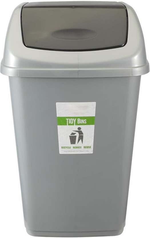 AVAIKSA Swing Lid Garbage Waste Dustbin | Swing Lid Dustbin with Removable Lid | 25Ltr Plastic Dustbin(Grey)
