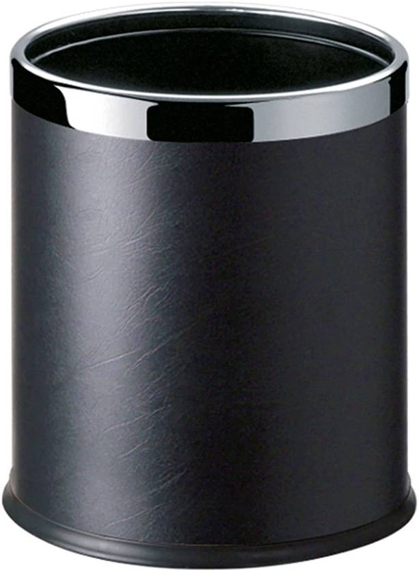 DOLPHY Metal Waste Bin , Open Top Leather Trash Can for Bathrooms