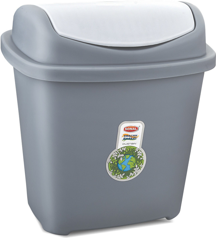 SONAL - SWING Small Size Bin - Capacity: 5 LTR, Plastic (18cmx13cmx27cm) - Plastic Dustbin(Grey)