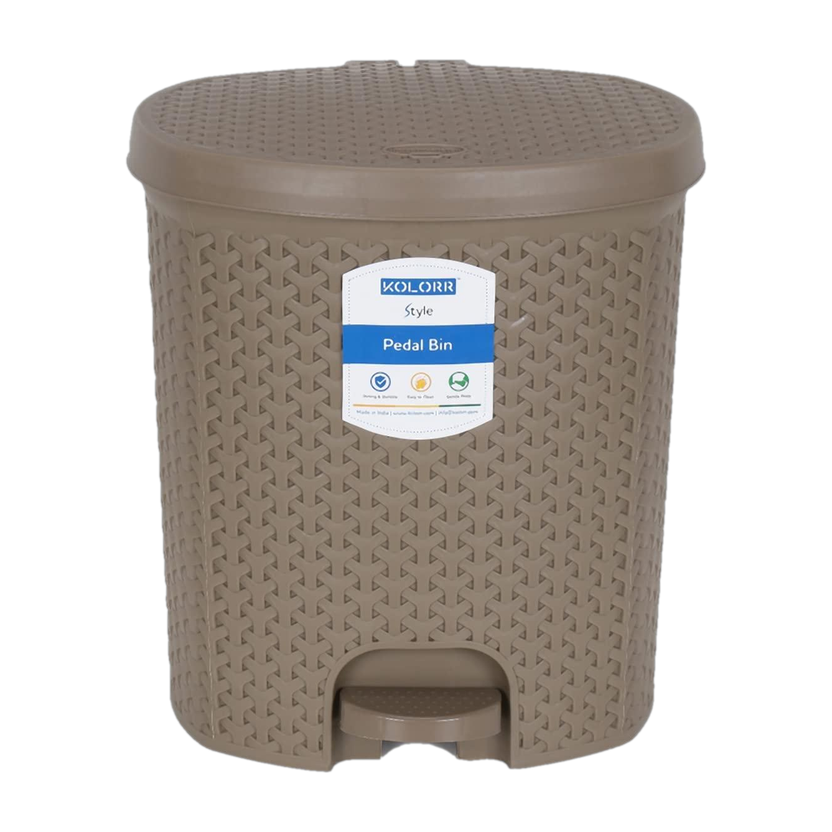 KOLORR Magnum 6L Pedal Dustbin /Trash Can/Garbage Waste Bin with Lid for Home, Kitchen Plastic Dustbin(Brown)
