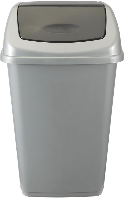 Tenacity Swing Lid Garbage Waste Dustbin | Swing Lid Dustbin with Removable Lid |25Ltr Plastic Dustbin(Grey)