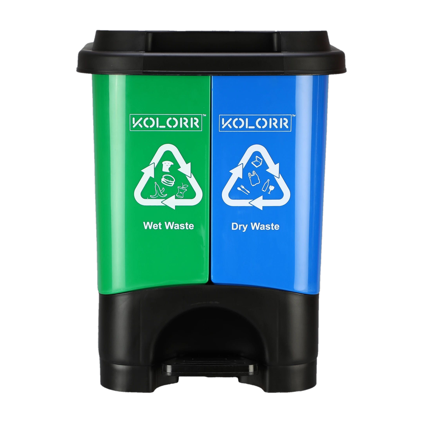 KOLORR KOLORR Twin Bin 19L Pedal Dustbin Trash Can/Garbage Waste Bin with Lid for Home,Kitchen Plastic Dustbin(Blue, Green) - Flipkart Deal