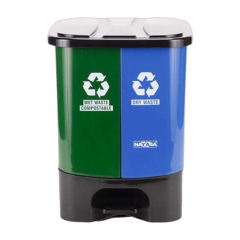 NAYASA NAYASA 2 In 1 Dustbin Small | 19 Liter | Pedal Dustbin | Wet & Dry Waste Bin | Plastic Dustbin(Green, Blue) - Flipkart Deal