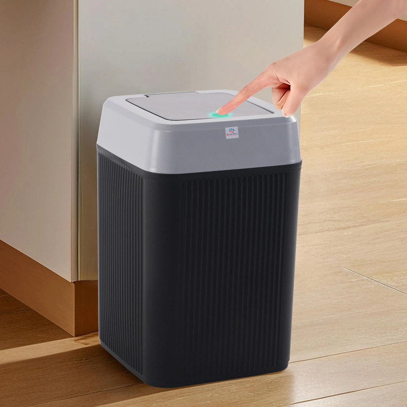 Heart Home 10 Ltr Plastic Dustbin for Kitchen with One Press Lid | Orbit | Black Plastic Dustbin(Black)