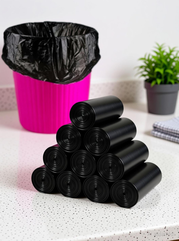 ALY JOHN 2022AS_GB_19X21_BL_3_M Plastic Dustbin(Black, Pack of 3)