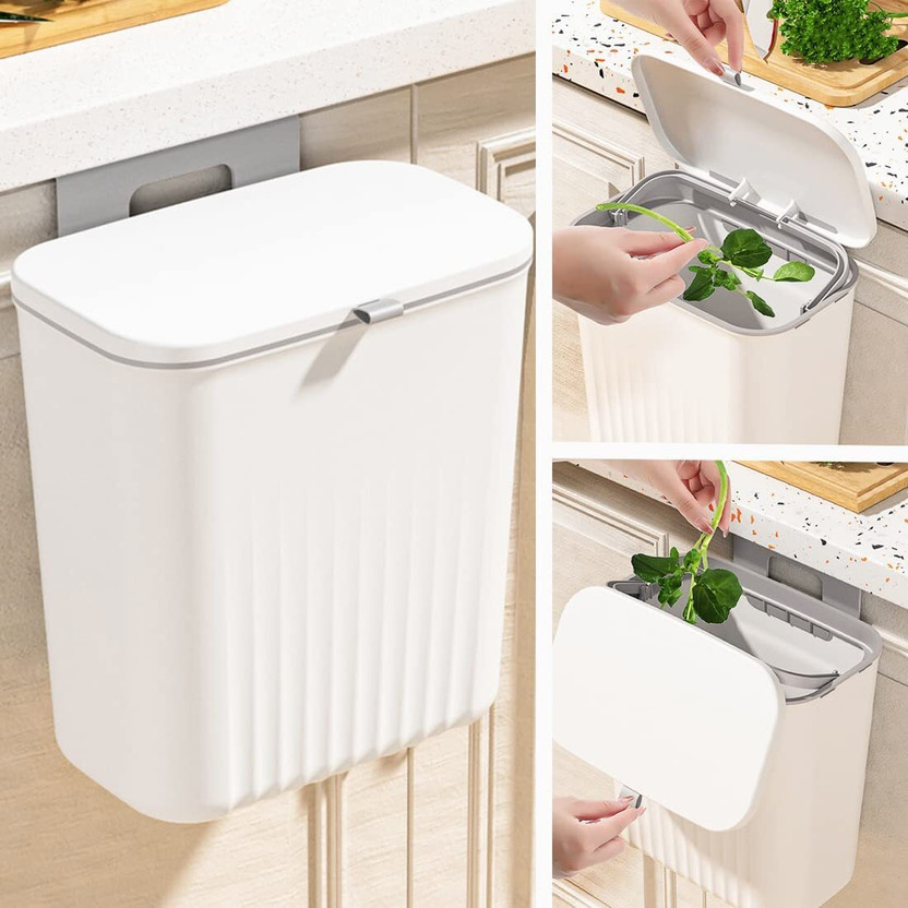 KPTON Plastic Hanging Kitchen Dustbin with Lid, Ideal for Home & Office Plastic Dustbin(Multicolor)