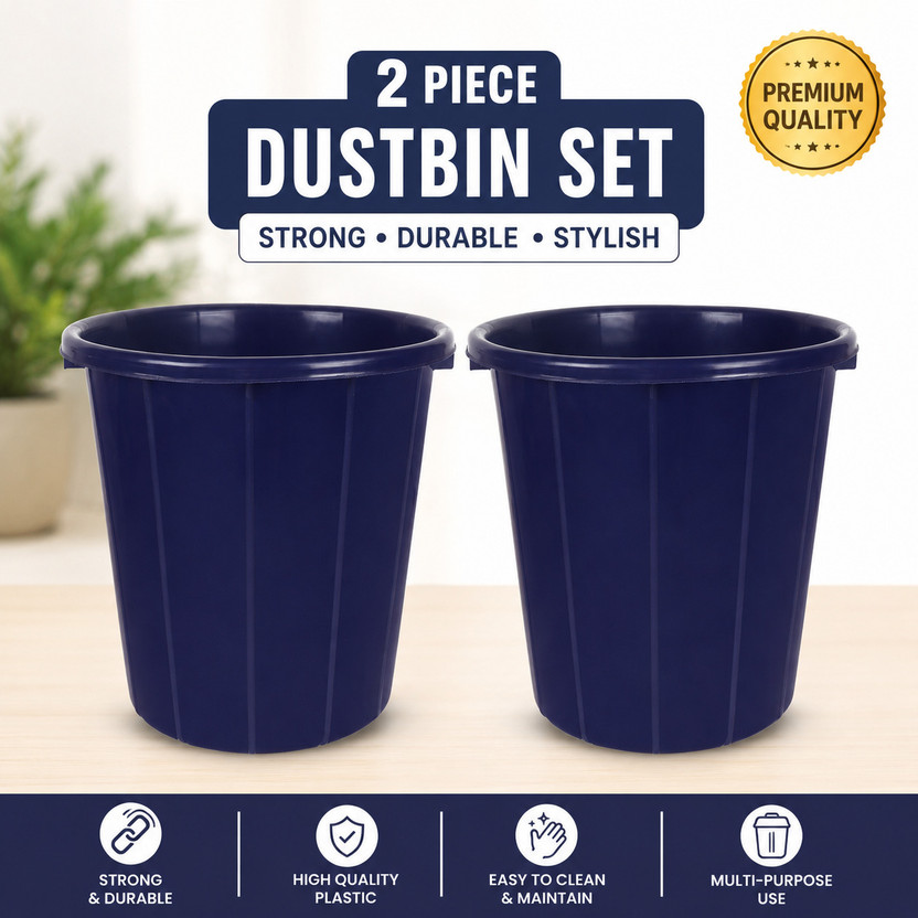 ganpati plastics store DUSTBIN -300NO Plastic Dustbin(Blue, Pack of 2)