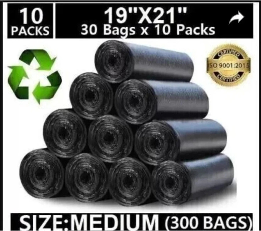 SEVENTEENSTITCH Biodegradable Garbage Bags,Dustbin Bags,Dustbin Covers,Waste bags,Garbage Bags Plastic Dustbin(Black, Pack of 10)