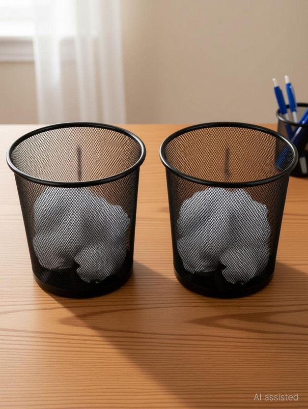 Novelty Store Mesh Dustbin Black | Small Office Dustbin for Home Use Iron Dustbin(Black, Pack of 2)
