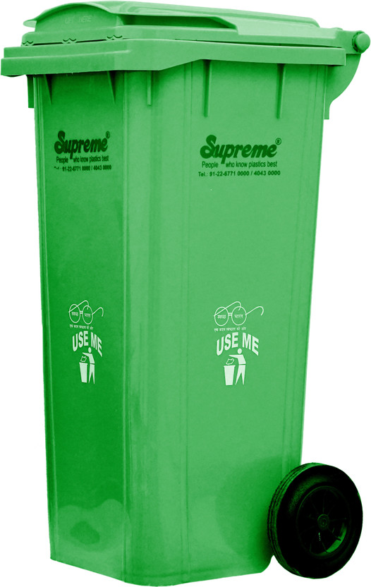 Rgtas Suprieme Plastic Manual-Lift Garbage Waste Dustbin with Wheel 120 L (Green) Plastic Dustbin(Green)