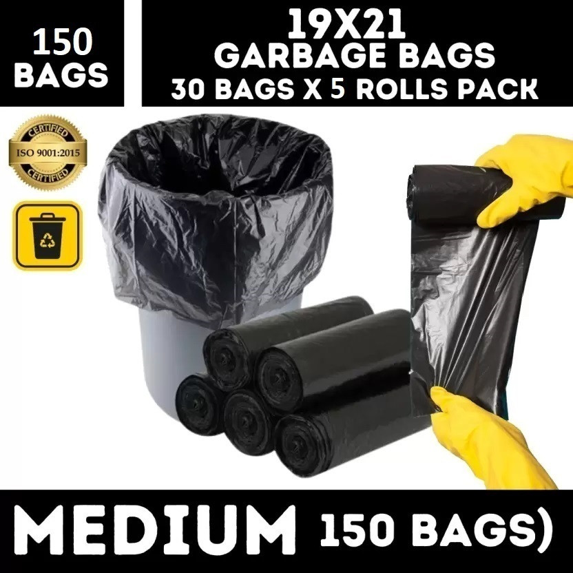 KALP CRAZE PREMIUM MEDIUM Garbage Bag | 150 Trash bags | 30 Bags X 5 Roll | 19 X 21 Medium 5 L Garbage Bag  Pack Of 150(150Bag )