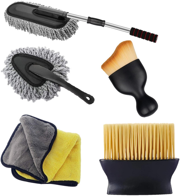 ORIDOR Duster With Extended Handle, Small Duster, Brush, Mini Brush, Cleaning Cloth Combo