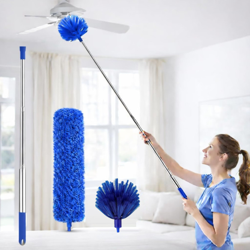 MAAUVTOR Microfiber Feather Duster 2 in1 Extendable Ceiling,High Walls,Fan Cleaning Mop Wet and Dry Duster Set(Pack of 2)