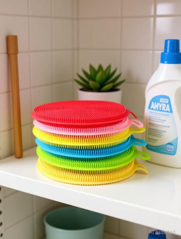 AHYRA 6pc silicon scrubbers Wet and Dry Duster Set(Pack of 6)
