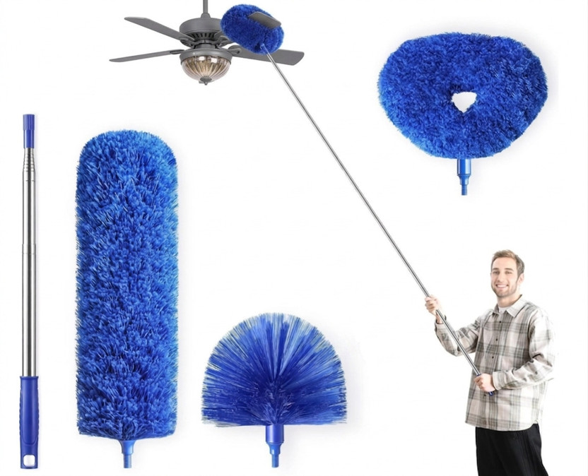PRIMAVAID 3-in-1 Ceiling Fan Duster & Home Cleaning Kit with Extension Pole (Blue) Wet and Dry Duster Set(Pack of 3)