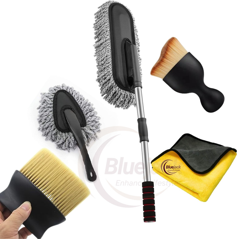 Bluejack 5 PCS Microfiber Car Duster Kit|Interior & Exterior Car Cleaning Detailing Tool Wet and Dry Duster
