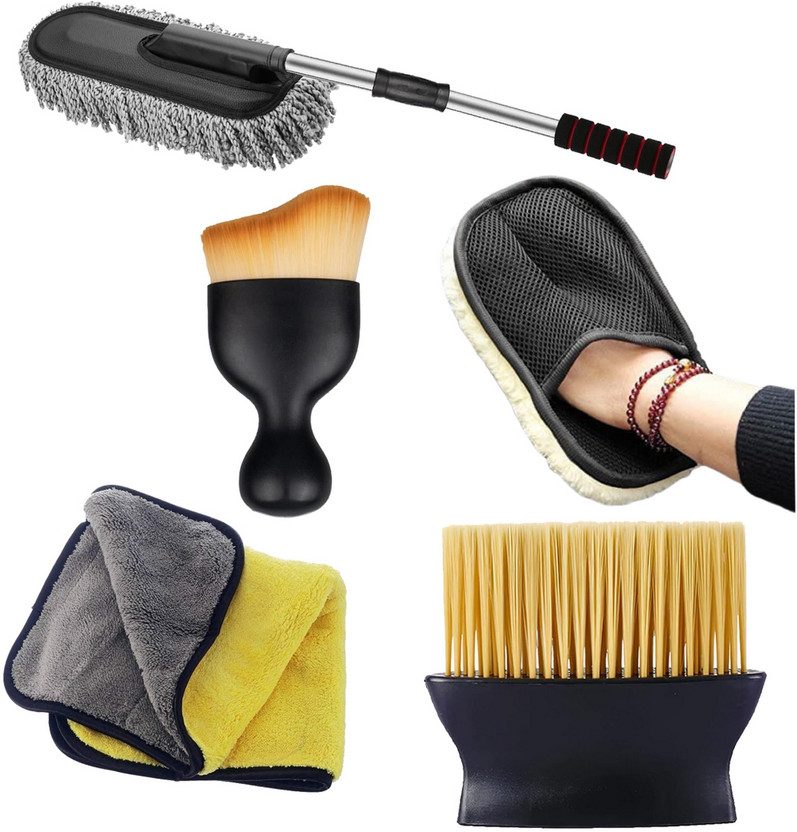 ORIDOR Duster With Extended Handle, Brush, Mini Brush, Cleaning Cloth, Glove Combo