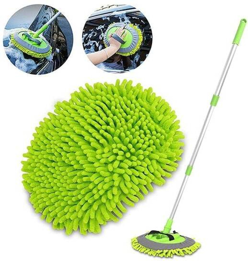 sunrta Car Washing Mop Brush Multifunctional Dust Removal Cleaning Rag Tool Car Wash Brush with Long Handle Chenille Microfiber Car Wash Mop Kit Car Washing Vehicle Interior Cleaner(250 g)