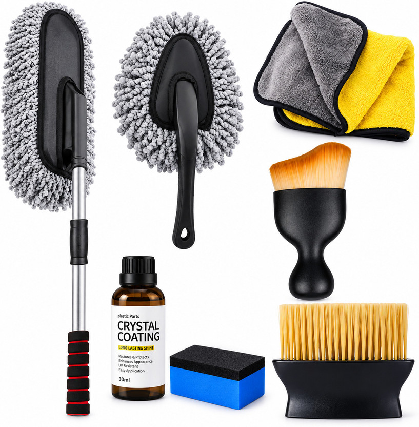 FEXMON FEXMON 6 Pcs Car Cleaning Kit with Dusters, Brushes, Cloth and Coating Liquid Kit Wet and Dry Duster(Pack of 6) - Flipkart Deal