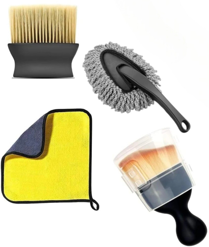 Bizbee 4Pcs Microfiber Car Cleaning Kit for Full Interior and Exterior Car Wash Kit Combo