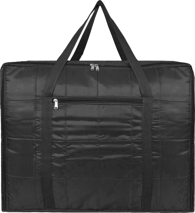 Ankit International Blanket cover/ Duvet Cover/ Quilt Cover Premium-Quality Double Blanket Cover Storage Bag For Wardrobe Organizer Blanket Storage bags-Big in size Solid Black Satin Duvet Cover Pack of 1(Black)