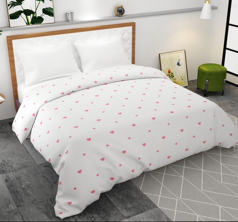 ATCamber Double Cotton Duvet Cover(Pink, White)