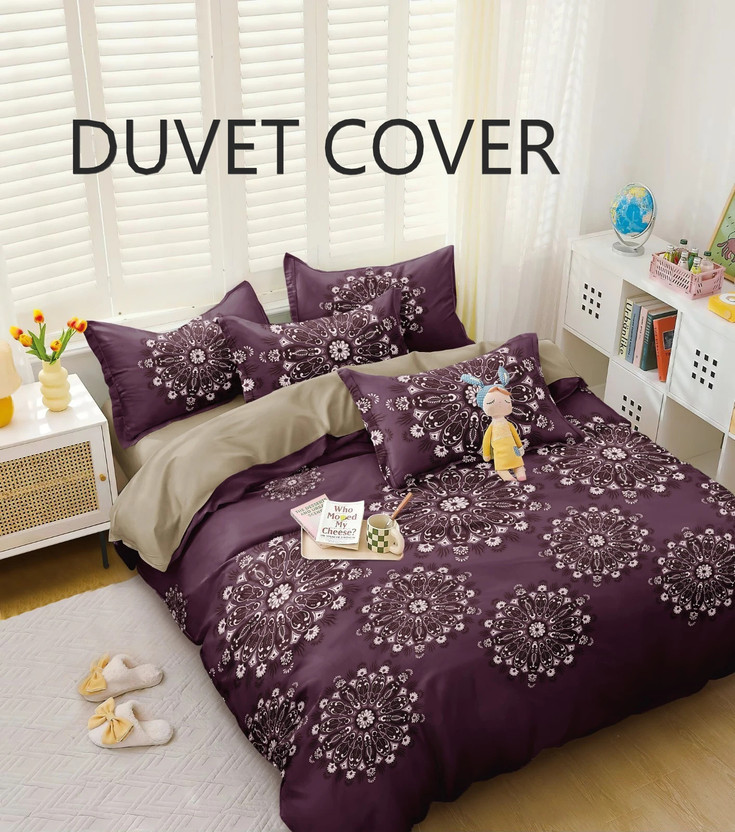 YUTERA Double Cotton Duvet Cover(Maroon)