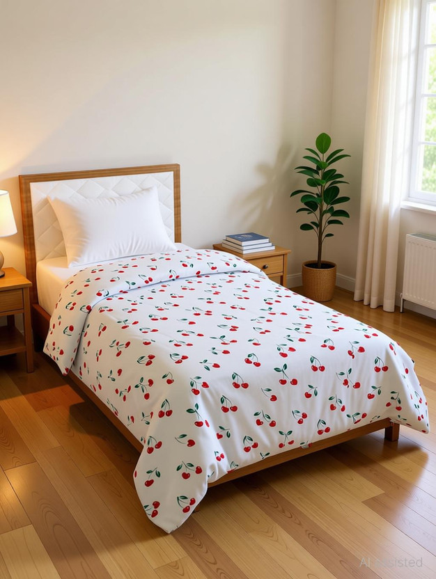 ATCamber Single Cotton Duvet Cover(White, Red)