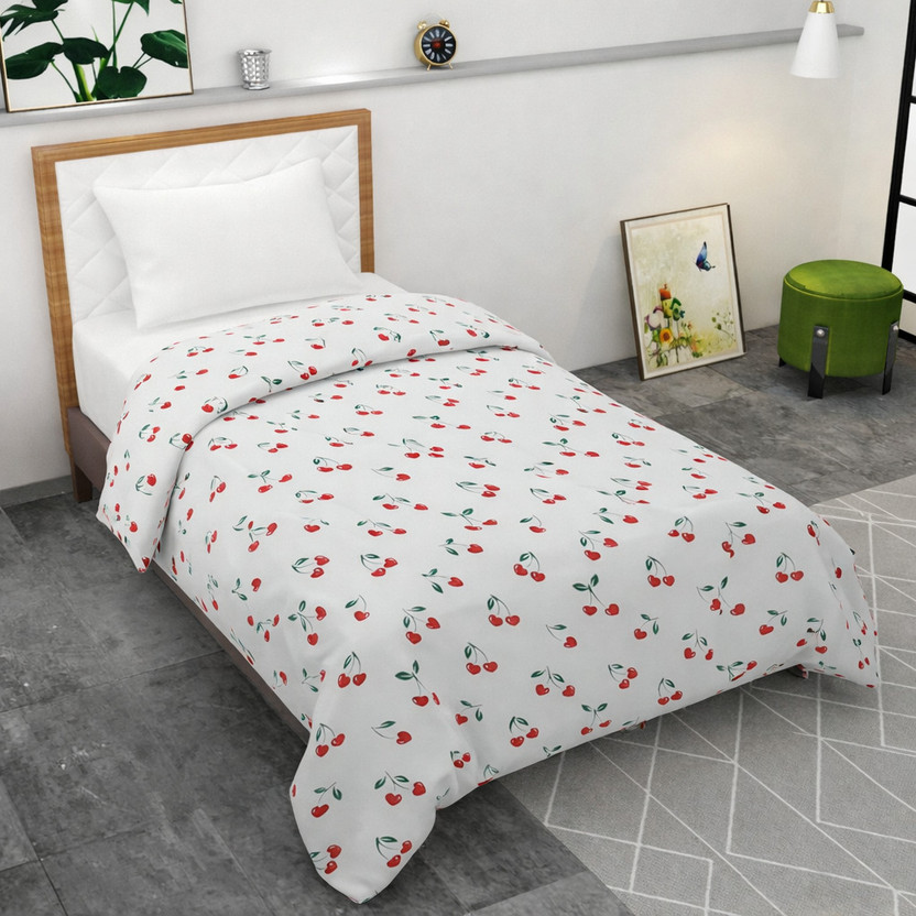 ATCamber Single Cotton Duvet Cover(White, Red)