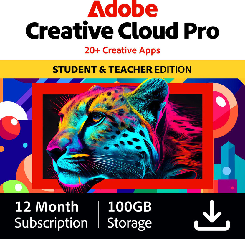 Adobe Creative Cloud Pro | Student & Teacher | Graphic Design | AI Features | 1 Year| PC/Mac Digital Gift Card