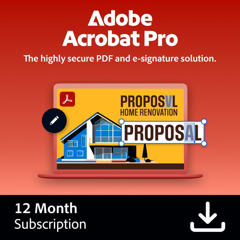 Adobe Acrobat Pro | Advanced PDF Editing, E-Signatures & AI Assistant | 12-Month | PC & Mac | Email Key