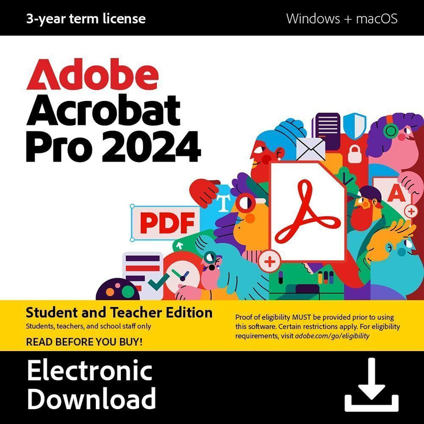 Adobe Acrobat Pro 2024 Student & Teacher | 3-Year Term License | Email Delivery Digital Gift Card